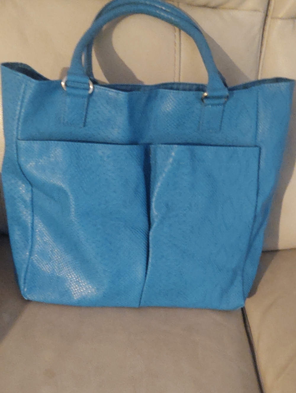 Neiman Marcus Faux Snakeskin Leather Tote